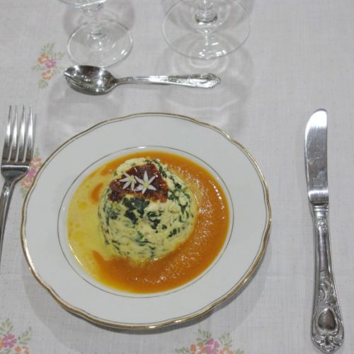 Timbale ricotta, épinard et tomates sèchées